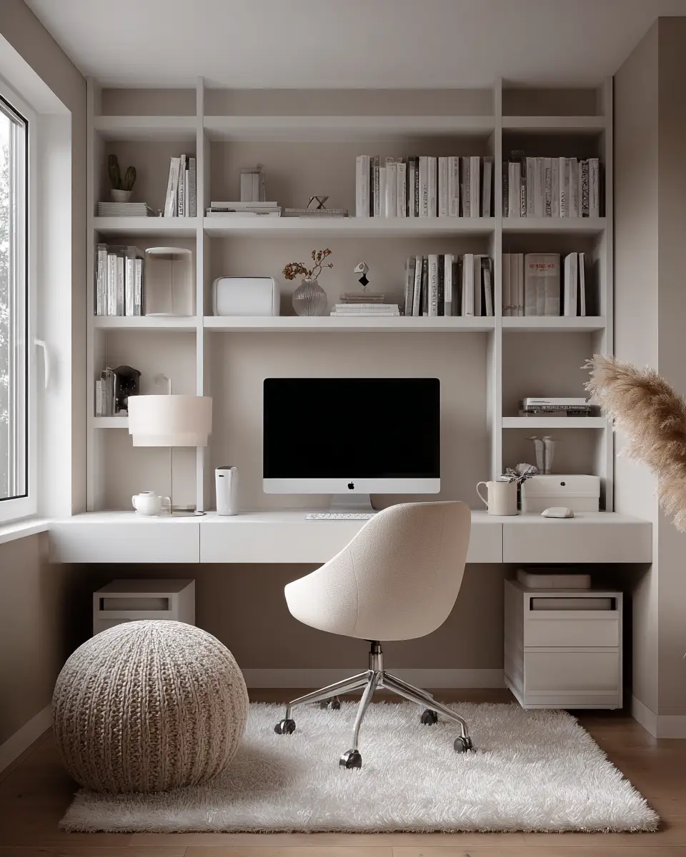 Beige Organic Modern Home Office Decor Ideas