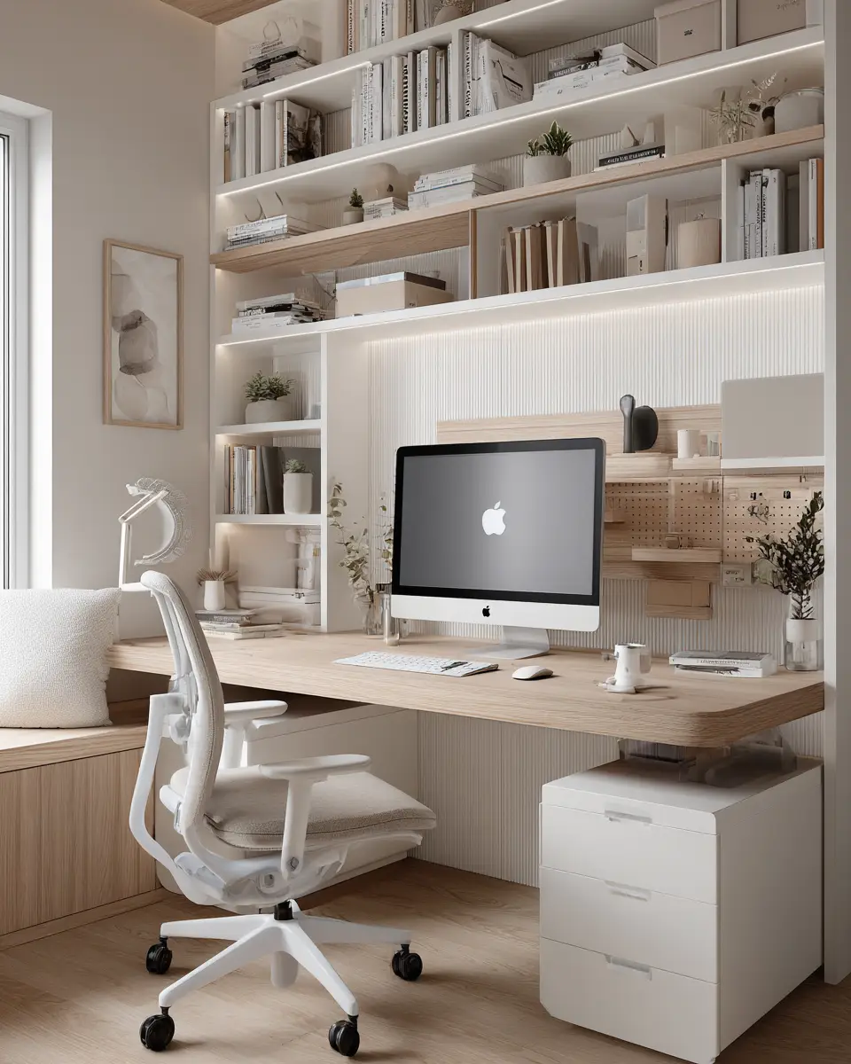 Beige Organic Modern Home Office Decor Ideas