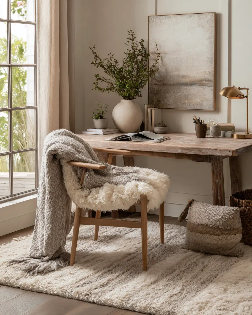 Beige Organic Modern Home Office Decor Ideas