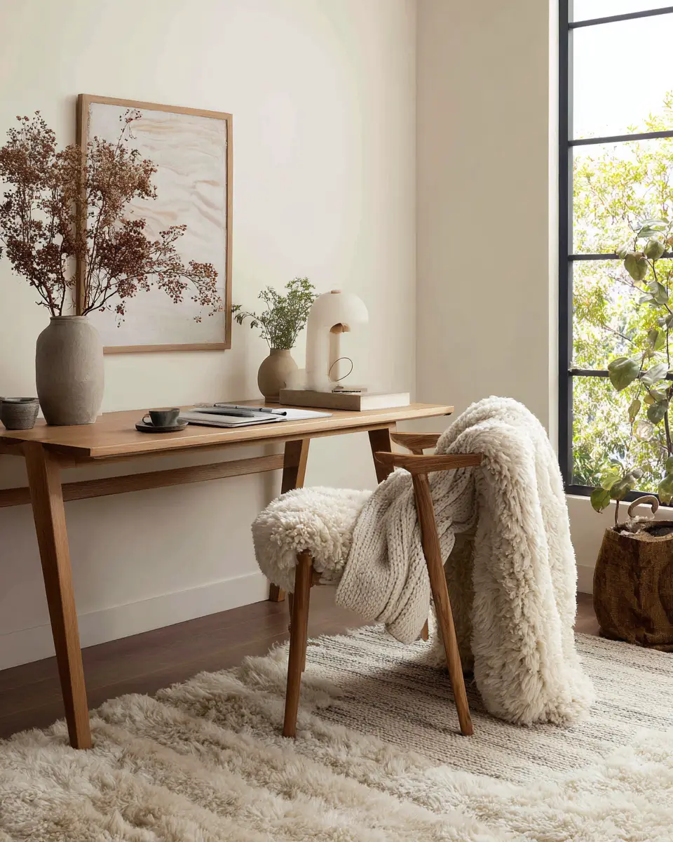 Beige Organic Modern Home Office Decor Ideas