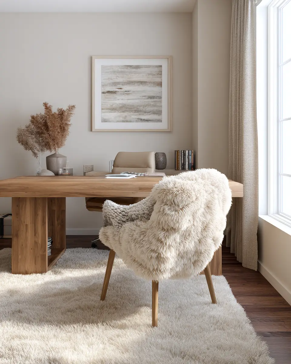 Beige Organic Modern Home Office Decor Ideas