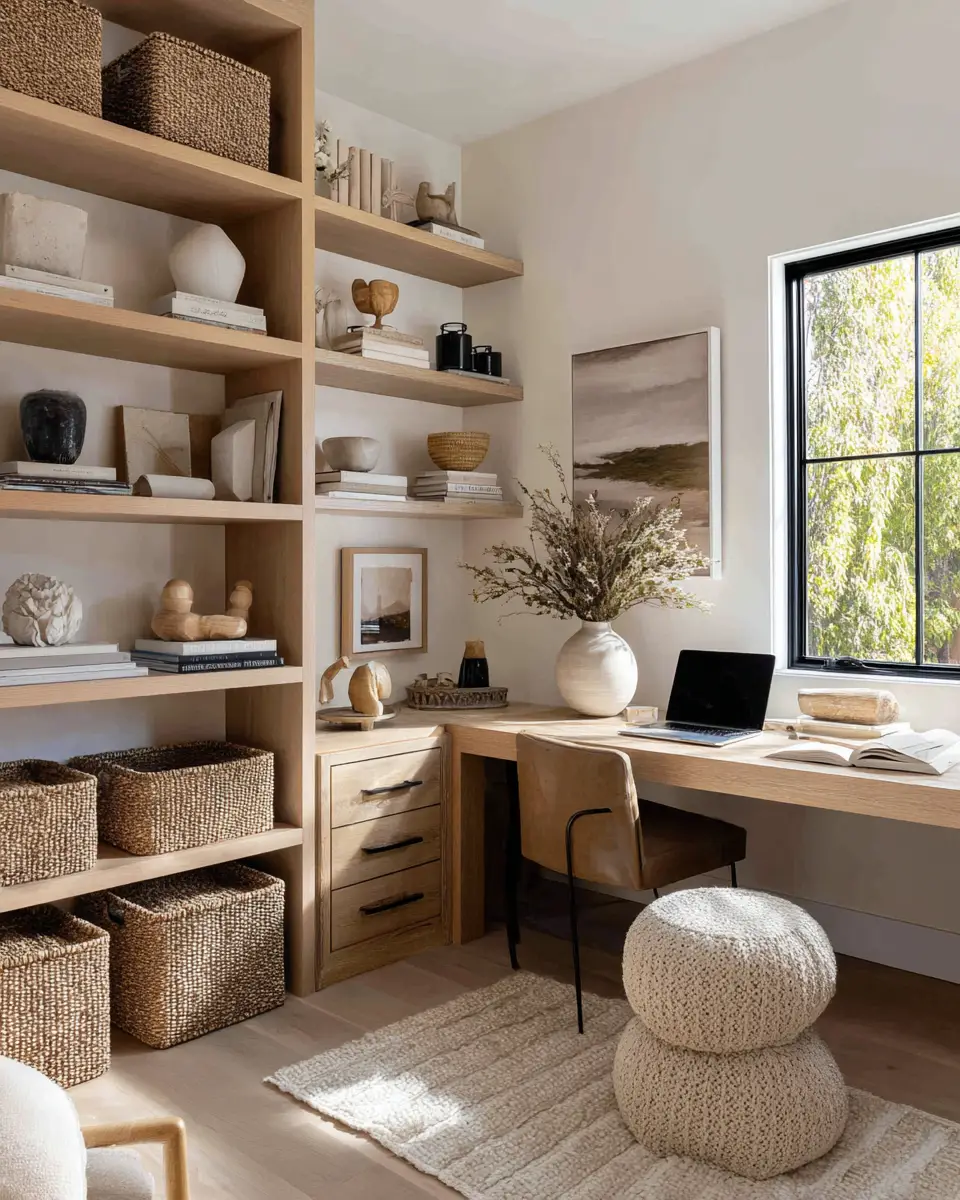 Beige Organic Modern Home Office Decor Ideas