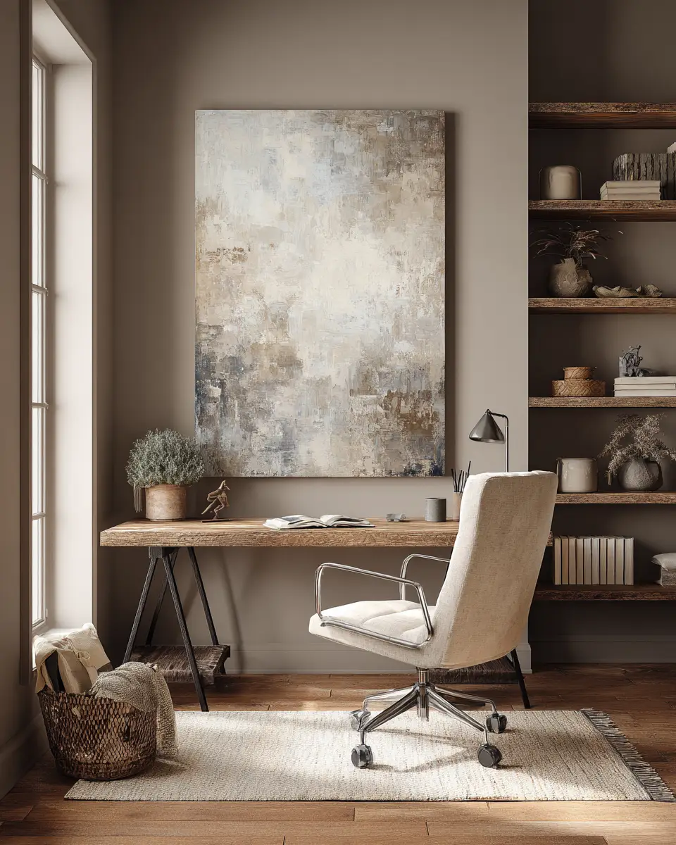 Beige Organic Modern Home Office Decor Ideas