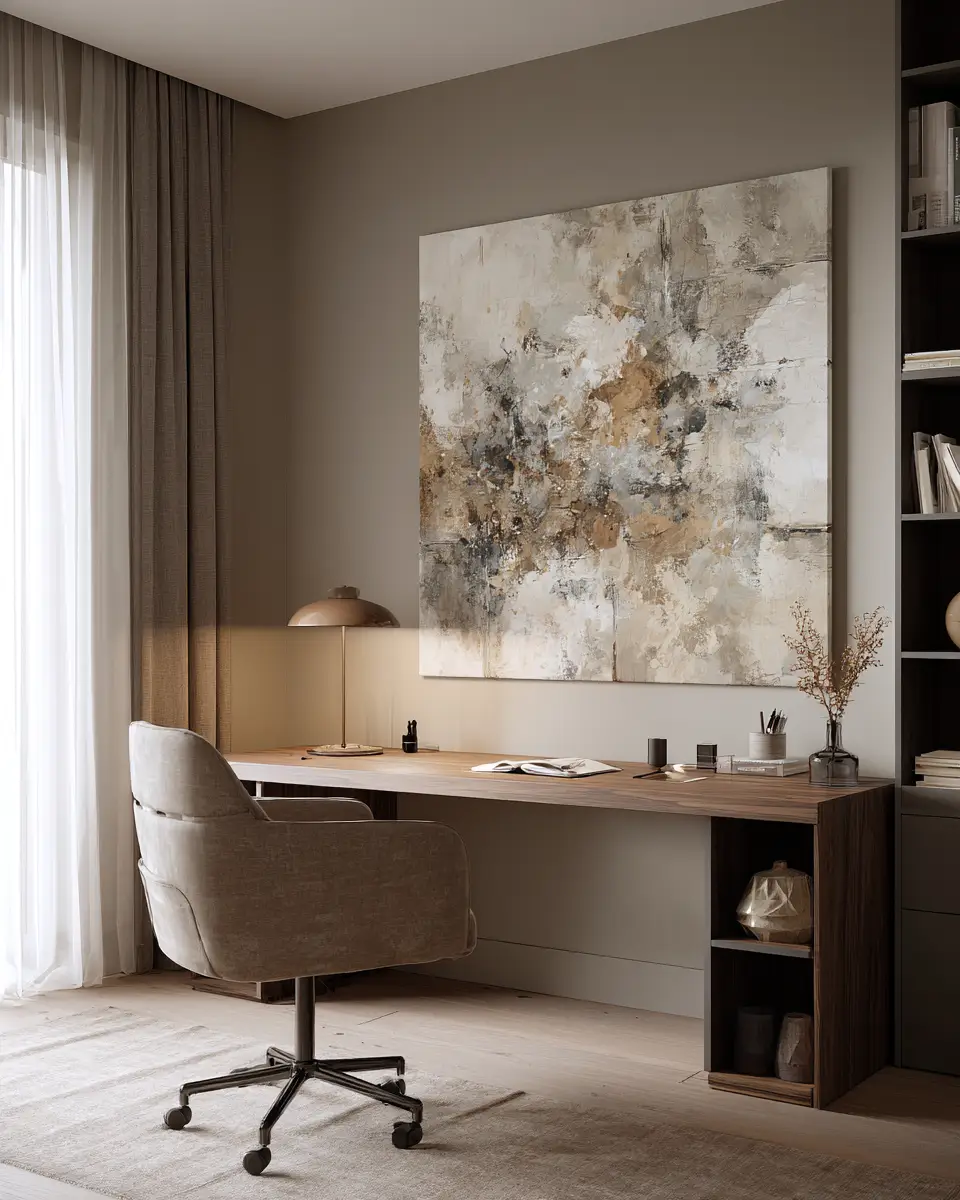 Beige Organic Modern Home Office Decor Ideas