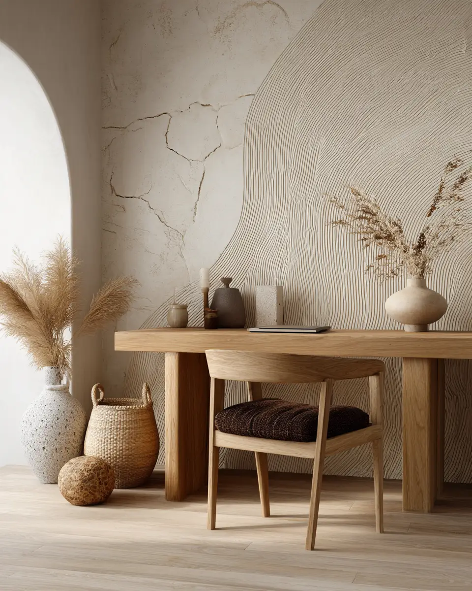 Beige Organic Modern Home Office Decor Ideas