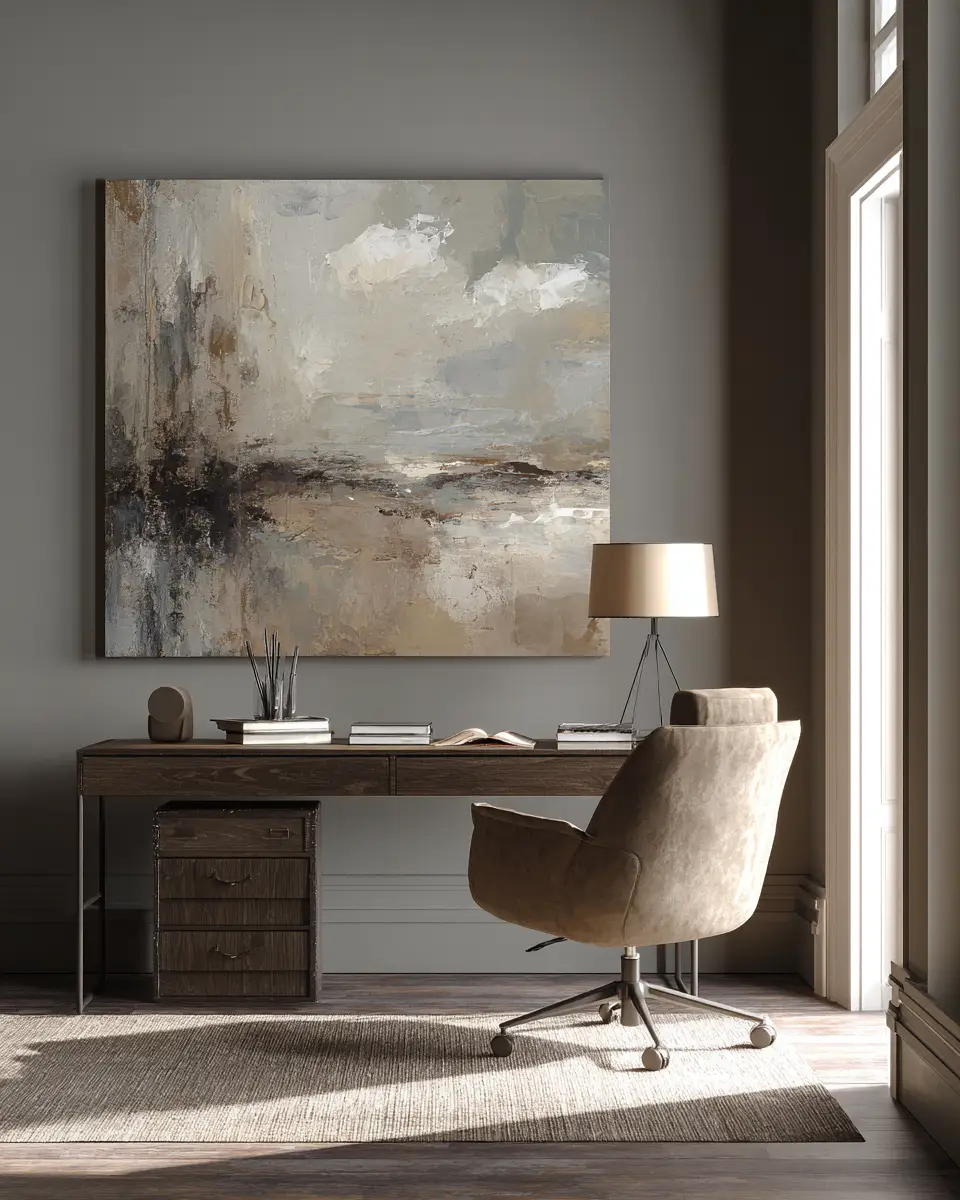 Beige Organic Modern Home Office Decor Ideas