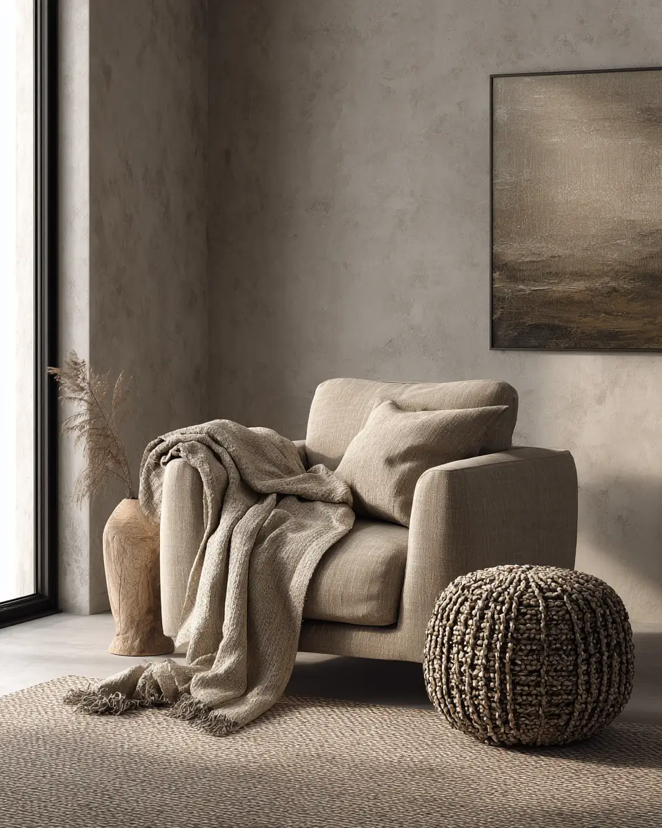 Beige Organic Modern Living Room Decor Ideas