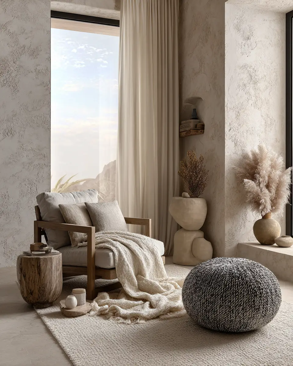 Beige Organic Modern Living Room Decor Ideas