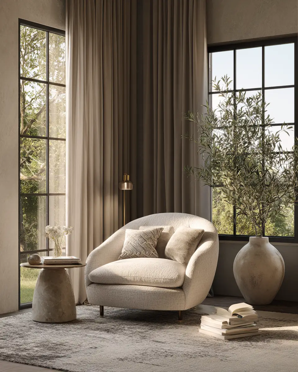 Beige Organic Modern Living Room Decor Ideas