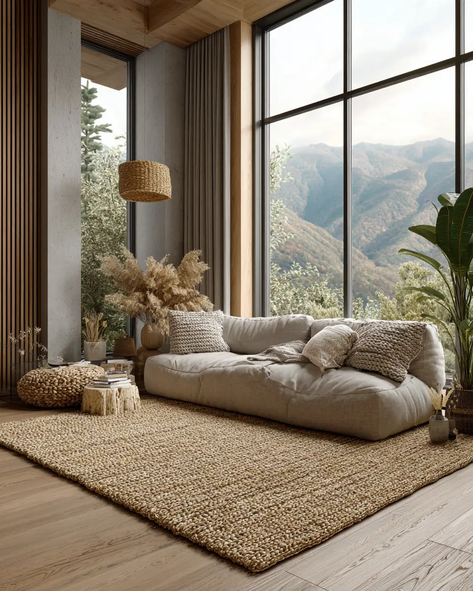 Beige Organic Modern Living Room Decor Ideas