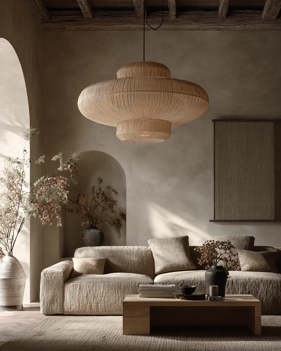 Beige Organic Modern Living Room Decor Ideas