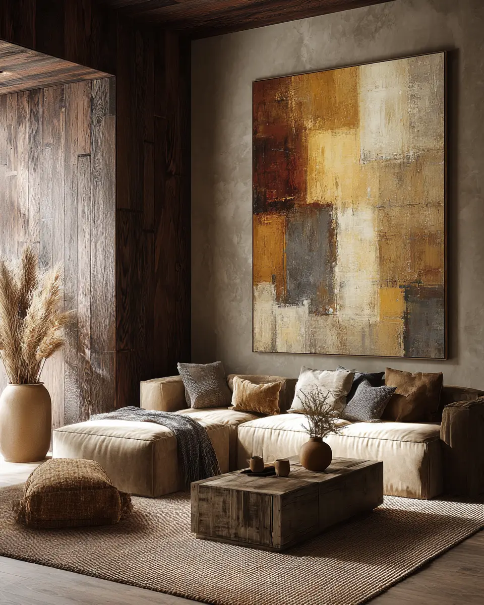 Beige Organic Modern Living Room Decor Ideas