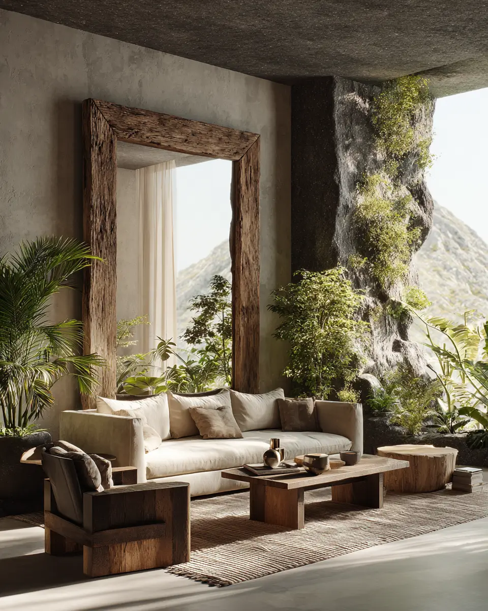 Beige Organic Modern Living Room Decor Ideas