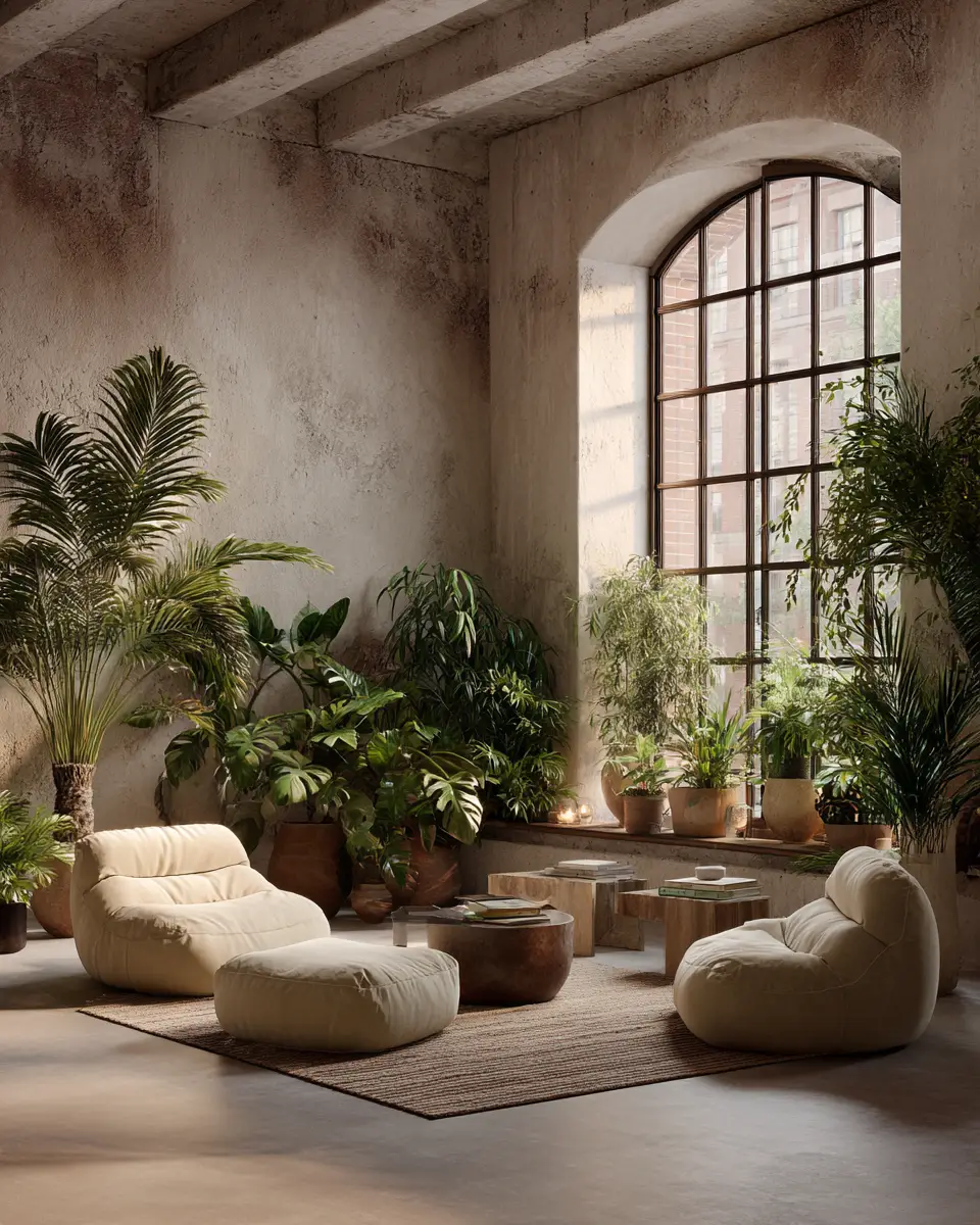 Beige Organic Modern Living Room Decor Ideas