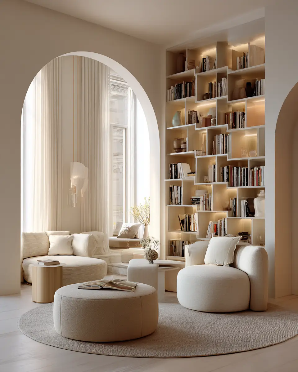 Beige Organic Modern Living Room Decor Ideas