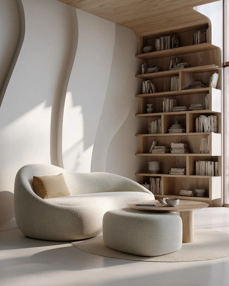 Beige Organic Modern Living Room Decor Ideas