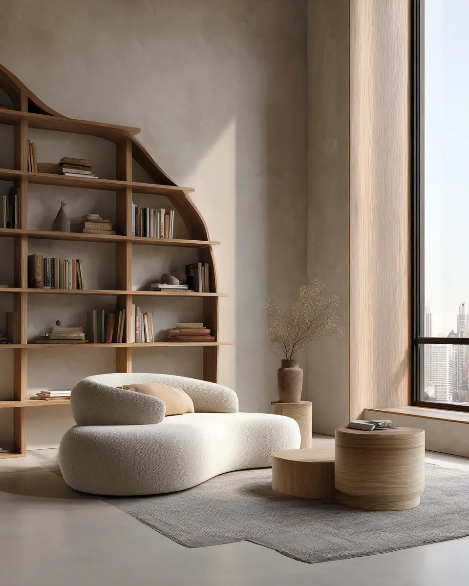 Beige Organic Modern Living Room Decor Ideas