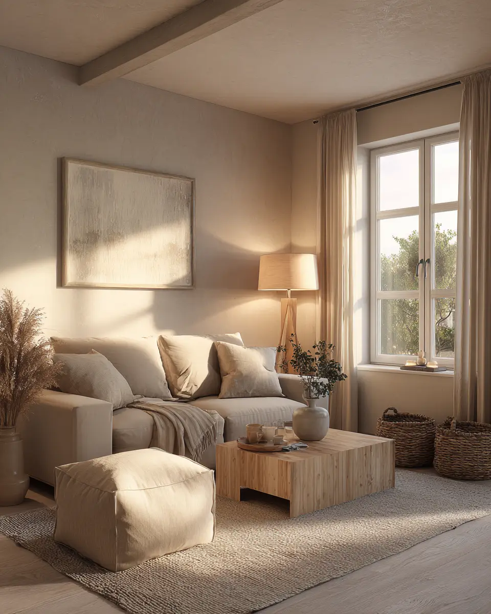 Beige Scandinavian Living Room Decor Ideas