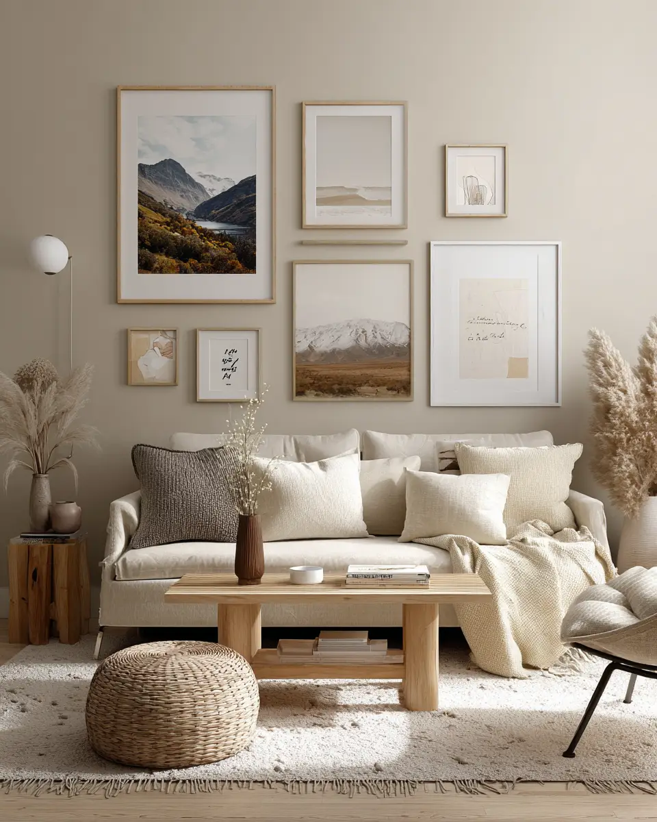 Beige Scandinavian Living Room Decor Ideas