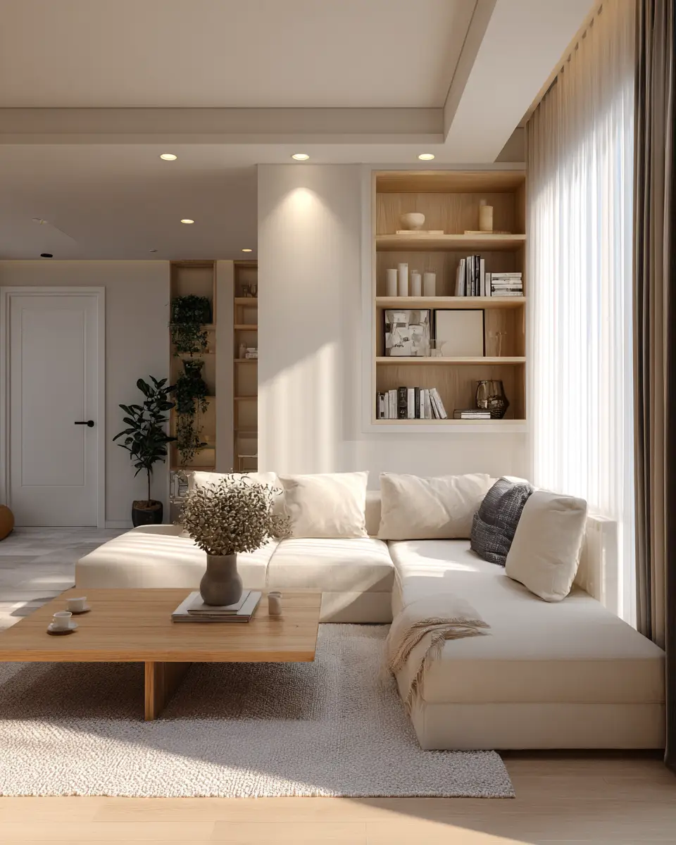 Beige Scandinavian Living Room Decor Ideas