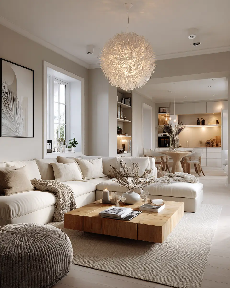 Beige Scandinavian Living Room Decor Ideas