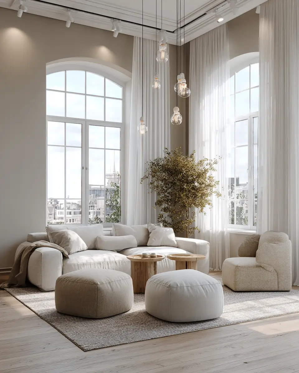 Beige Scandinavian Living Room Decor Ideas