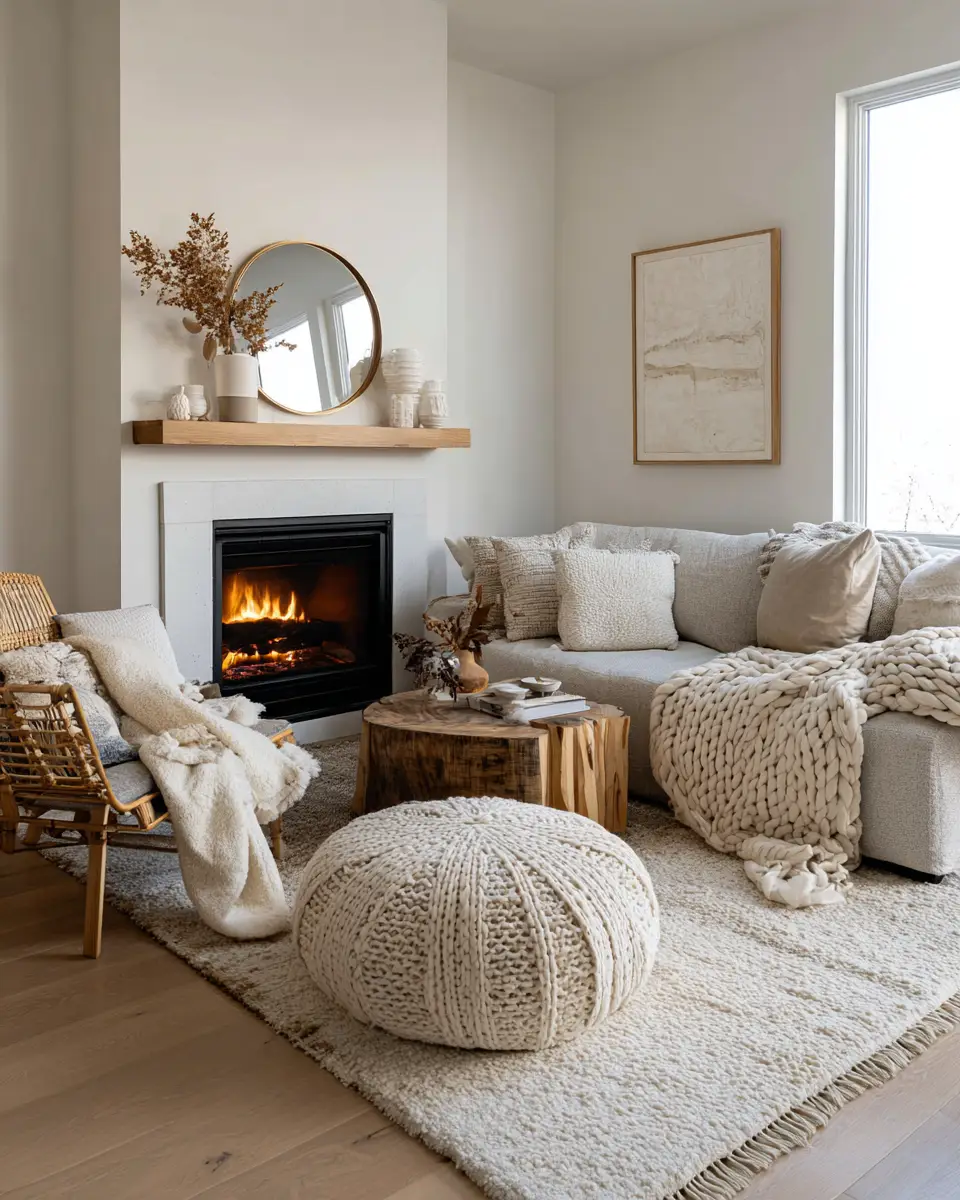 Beige Scandinavian Living Room Decor Ideas