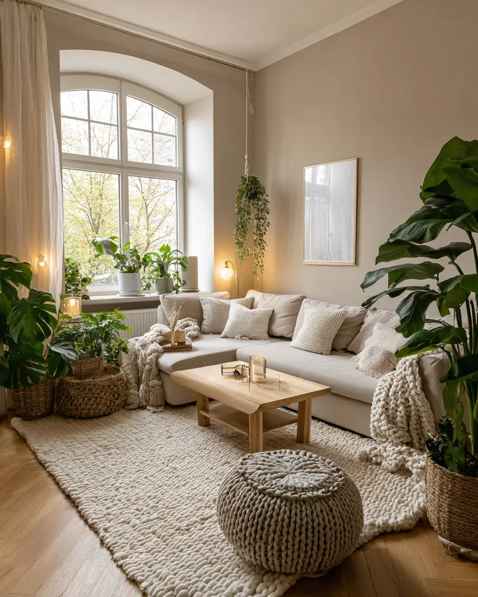 Beige Scandinavian Living Room Decor Ideas