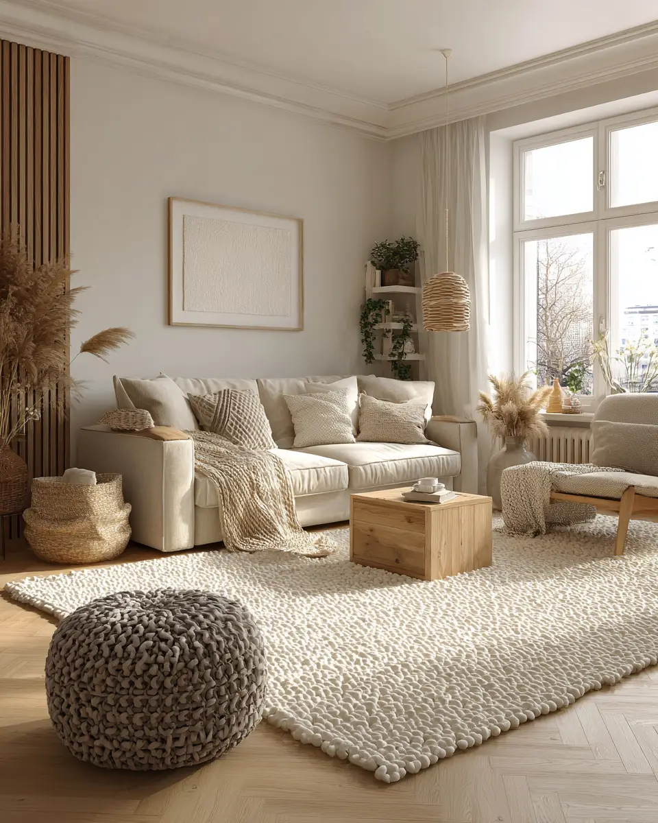 Beige Scandinavian Living Room Decor Ideas