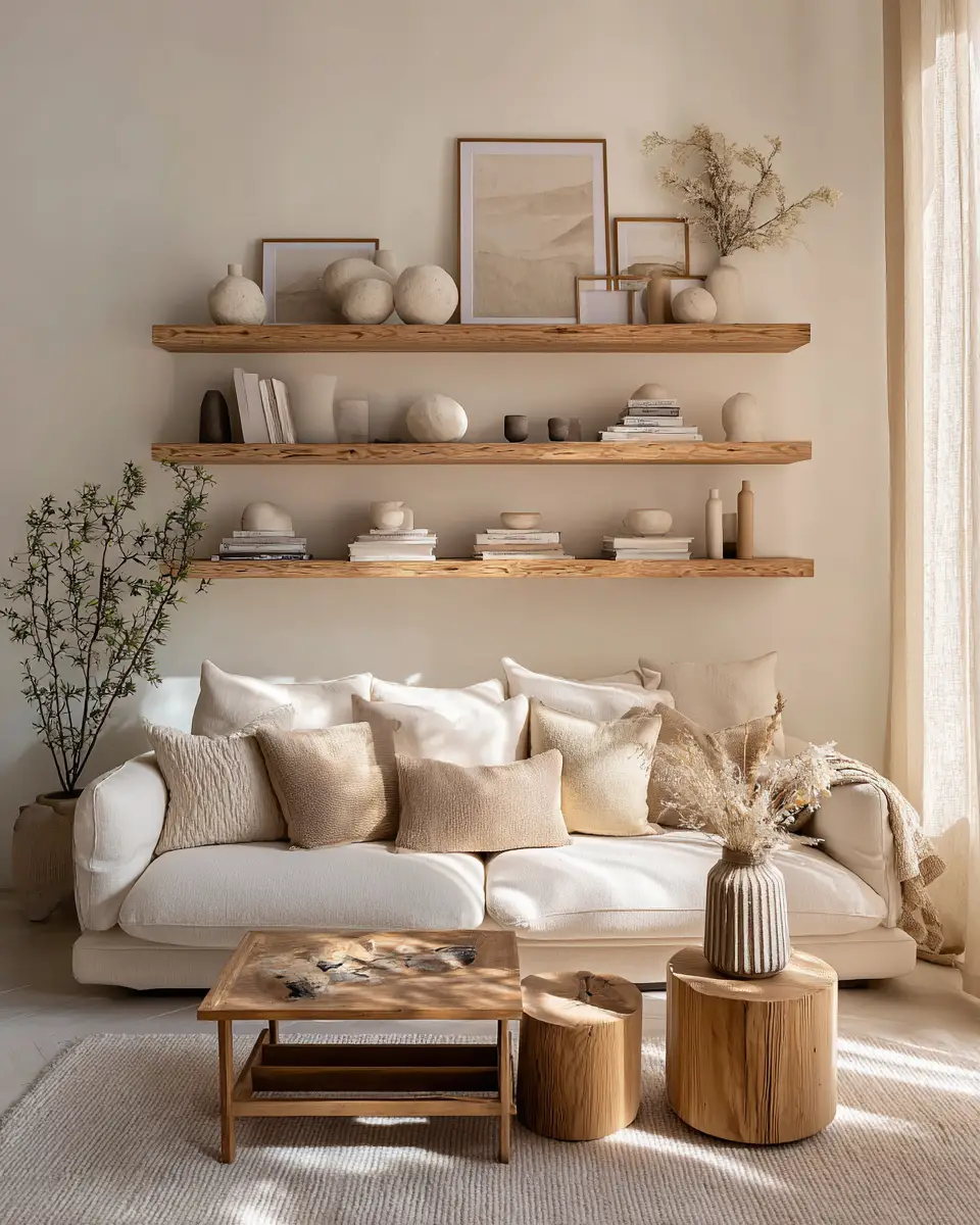 Beige Scandinavian Living Room Decor Ideas