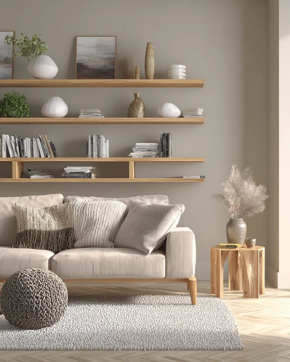 Beige Scandinavian Living Room Decor Ideas