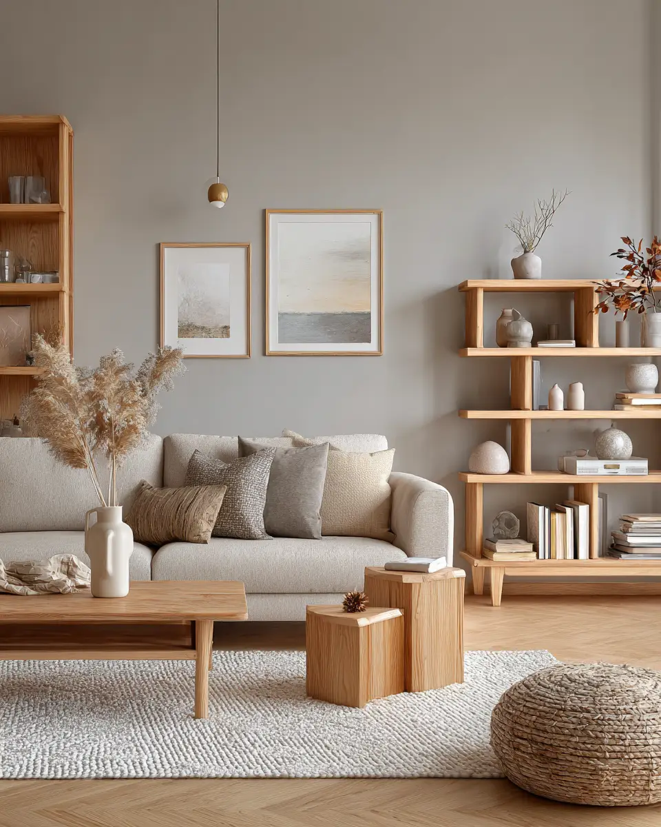 Beige Scandinavian Living Room Decor Ideas