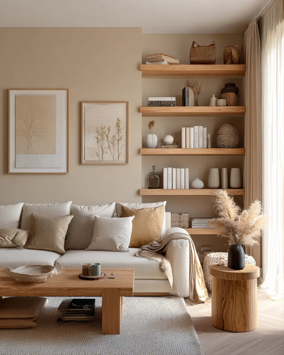 Beige Scandinavian Living Room Decor Ideas