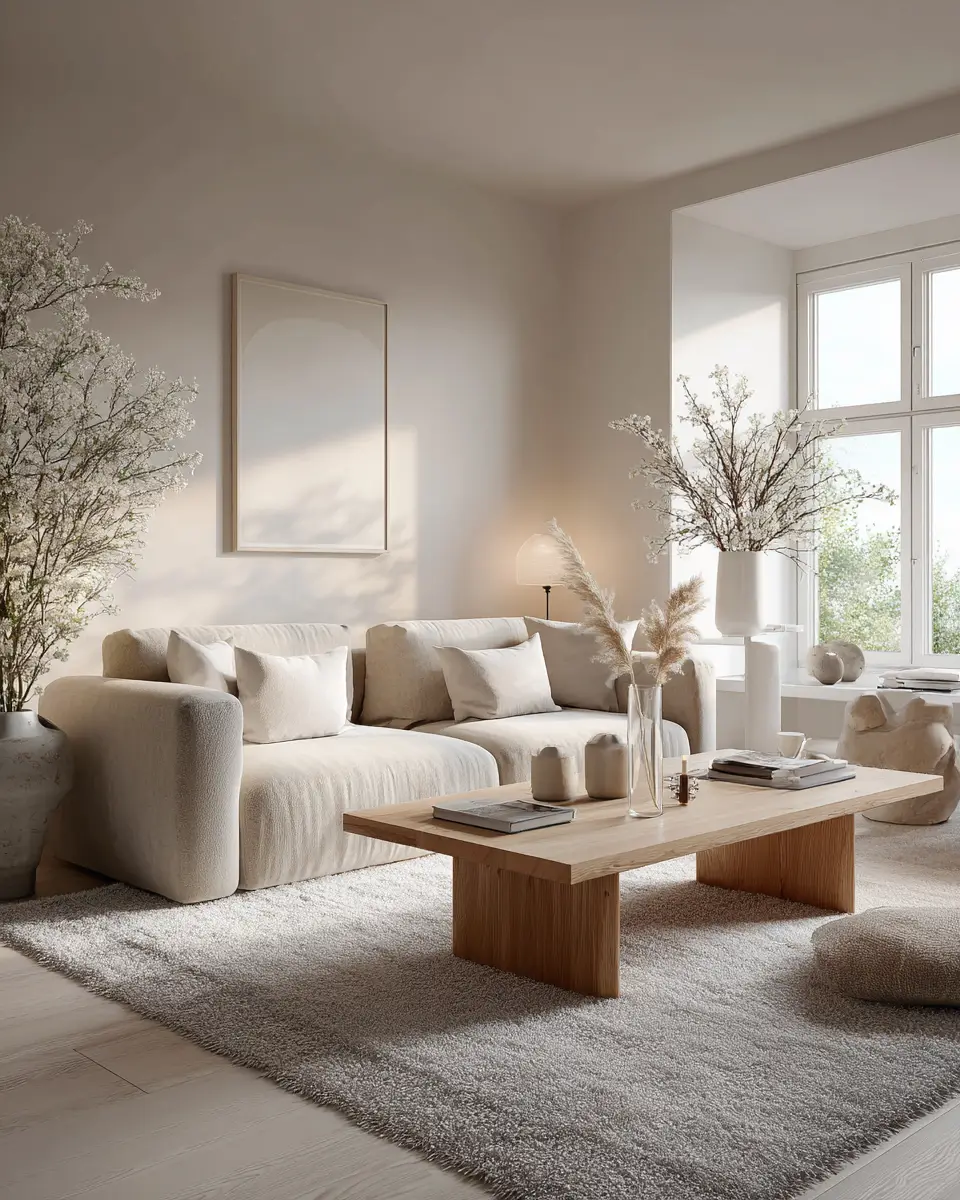 Beige Scandinavian Living Room Decor Ideas