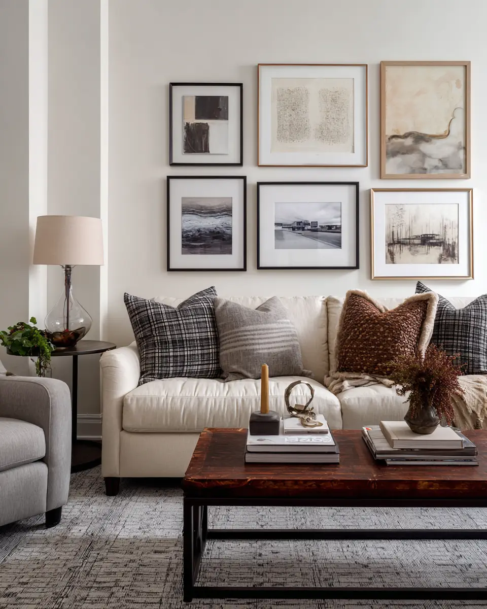 Beige Transitional Living Room Decor Ideas