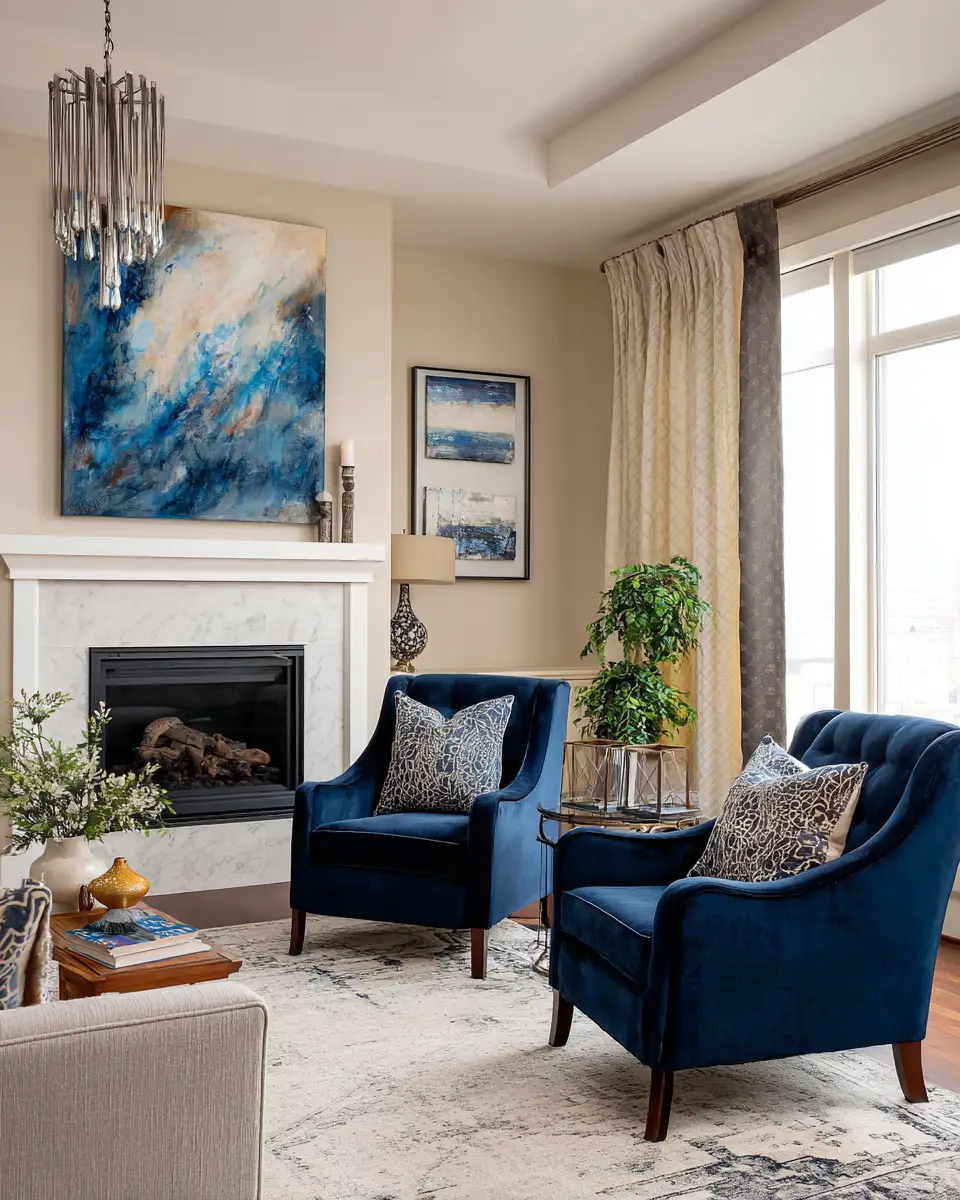 Beige Transitional Living Room Decor Ideas