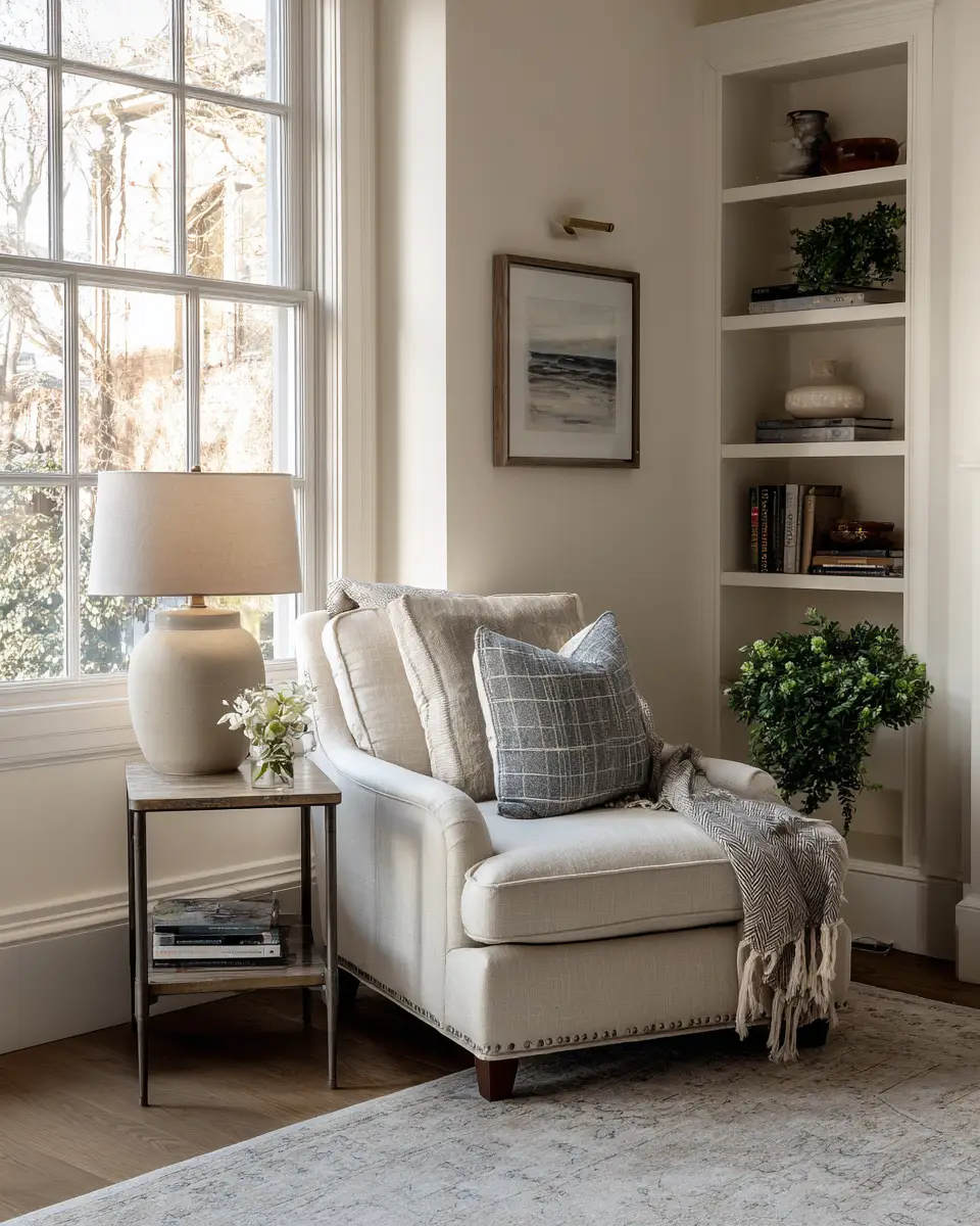 Beige Transitional Living Room Decor Ideas