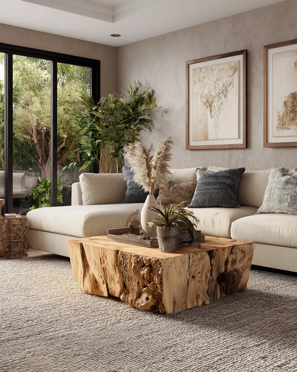 Beige Transitional Living Room Decor Ideas