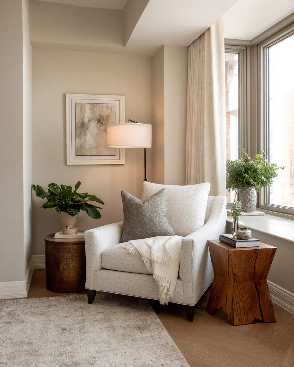 Beige Transitional Living Room Decor Ideas