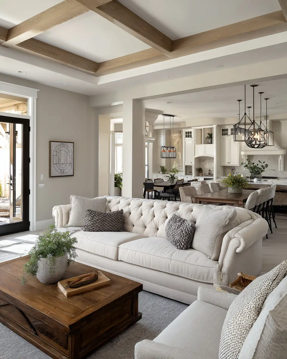 Beige Transitional Living Room Decor Ideas