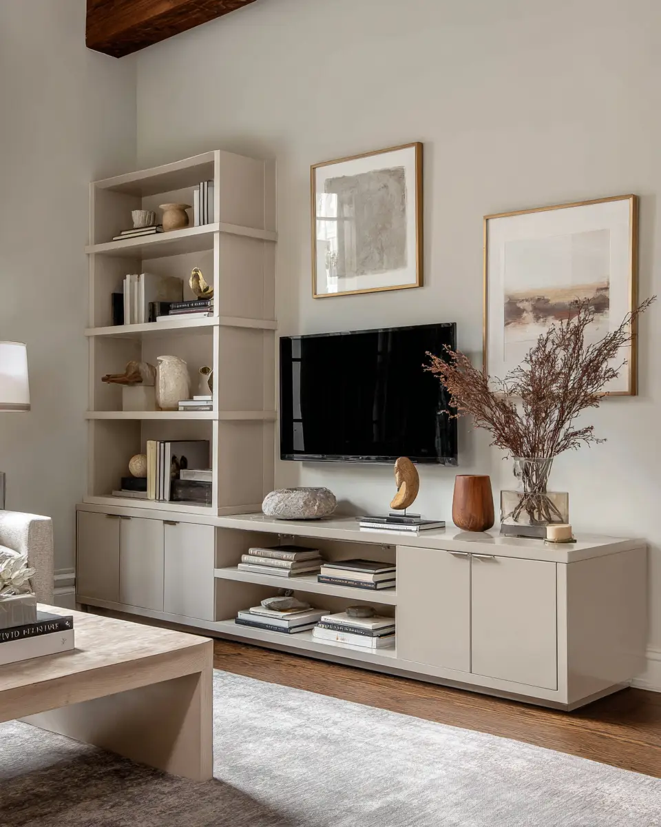 Beige Transitional Living Room Decor Ideas