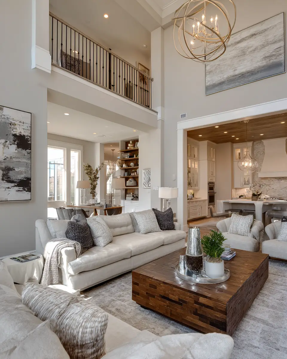 Beige Transitional Living Room Decor Ideas