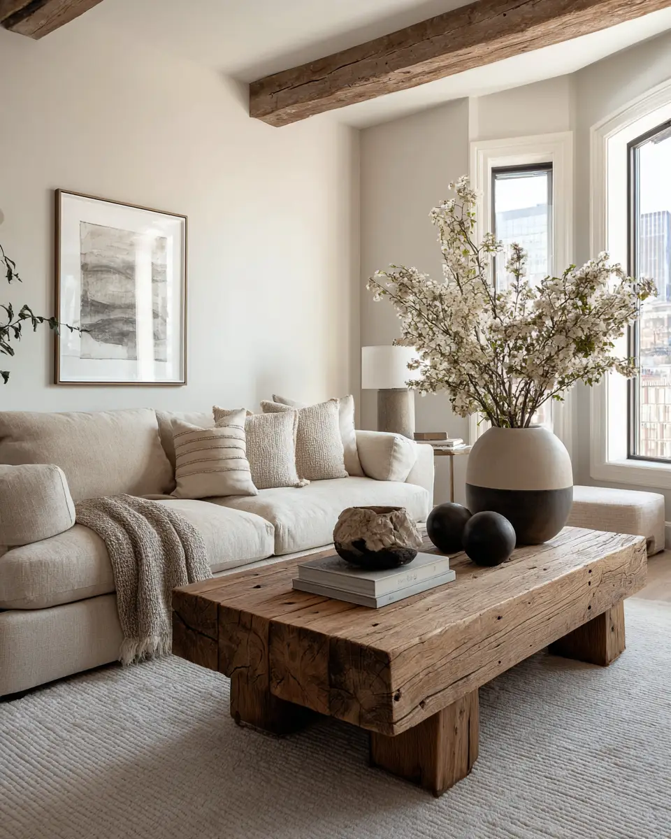 Beige Transitional Living Room Decor Ideas