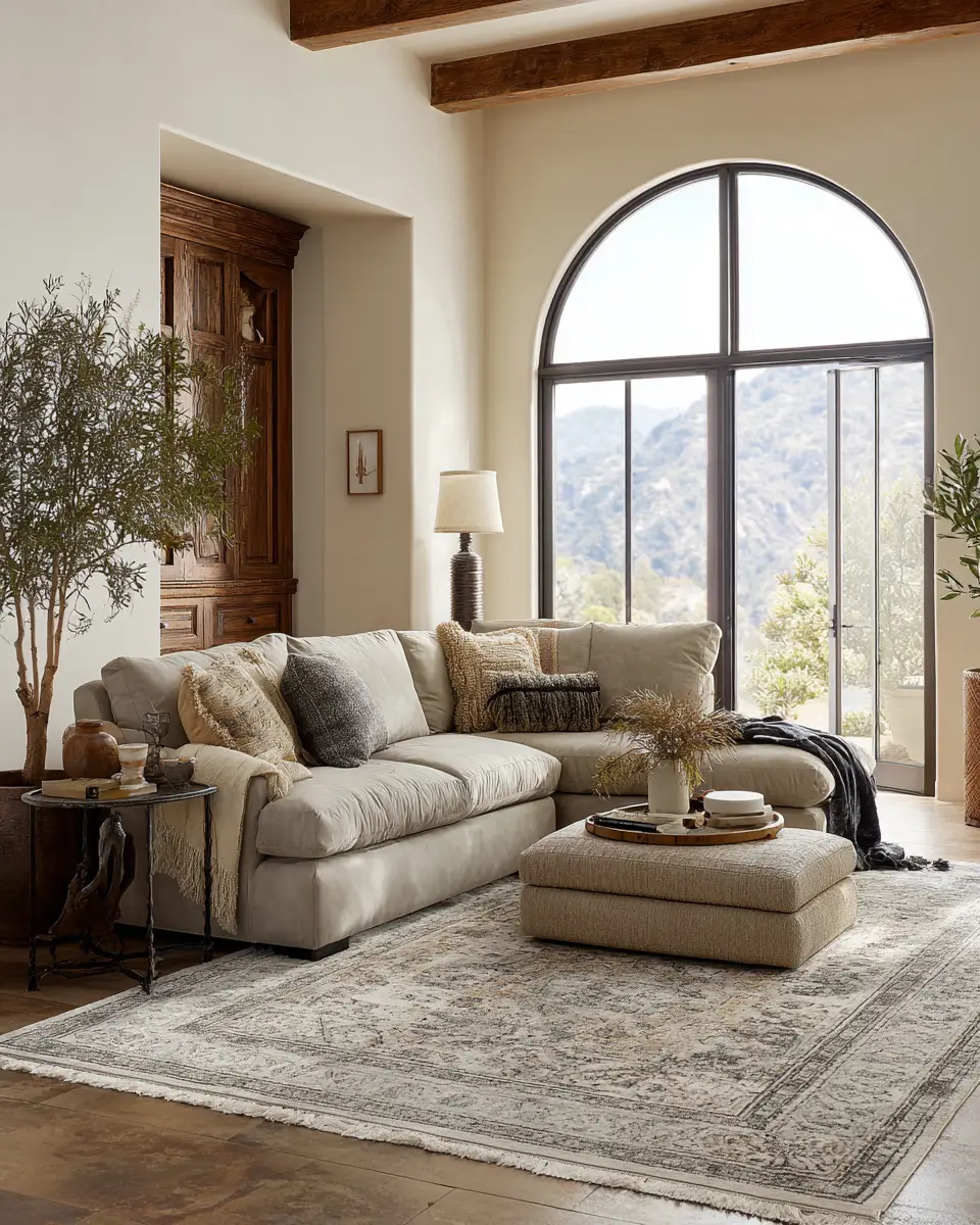 Beige Transitional Living Room Decor Ideas