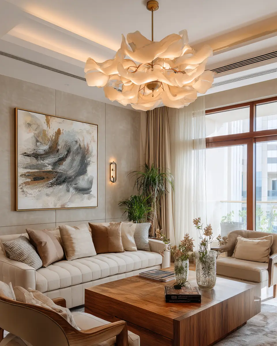 Beige Transitional Living Room Decor Ideas