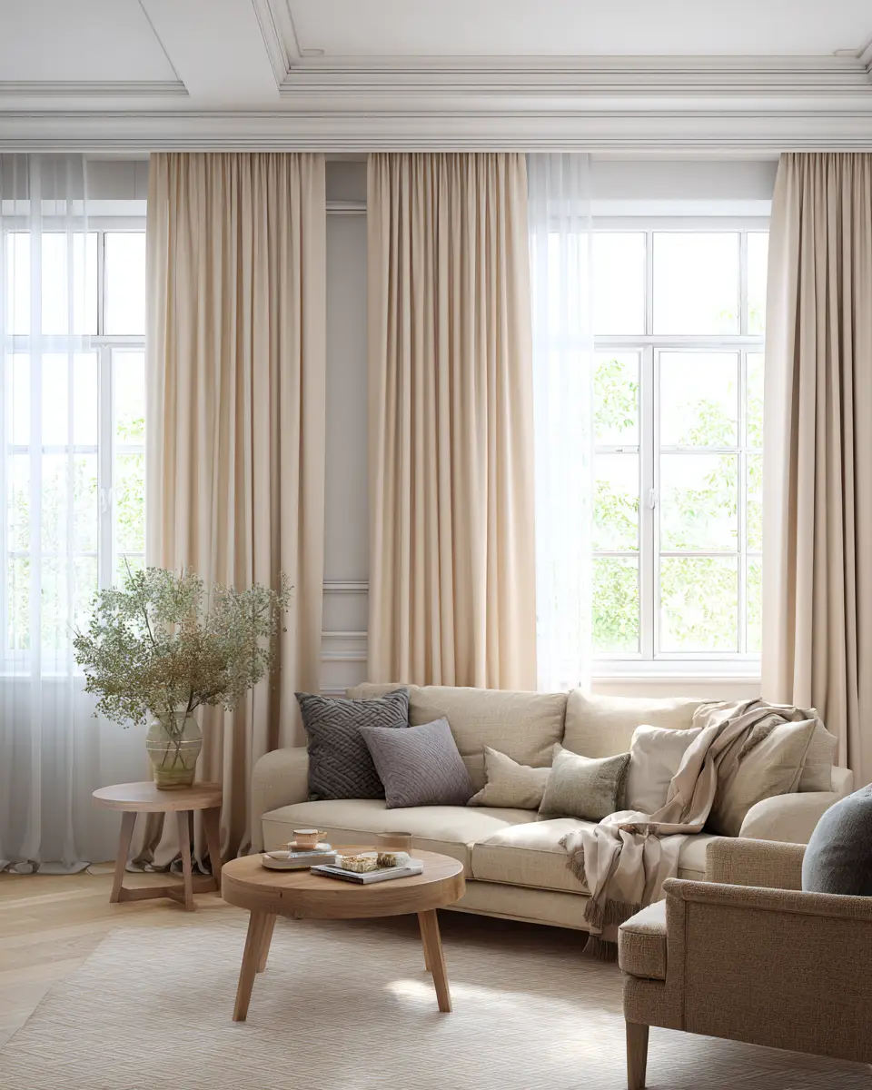 Beige Transitional Living Room Decor Ideas