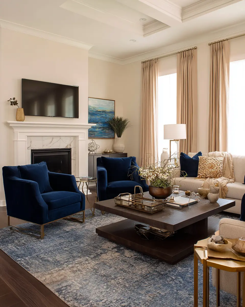 Beige Transitional Living Room Decor Ideas