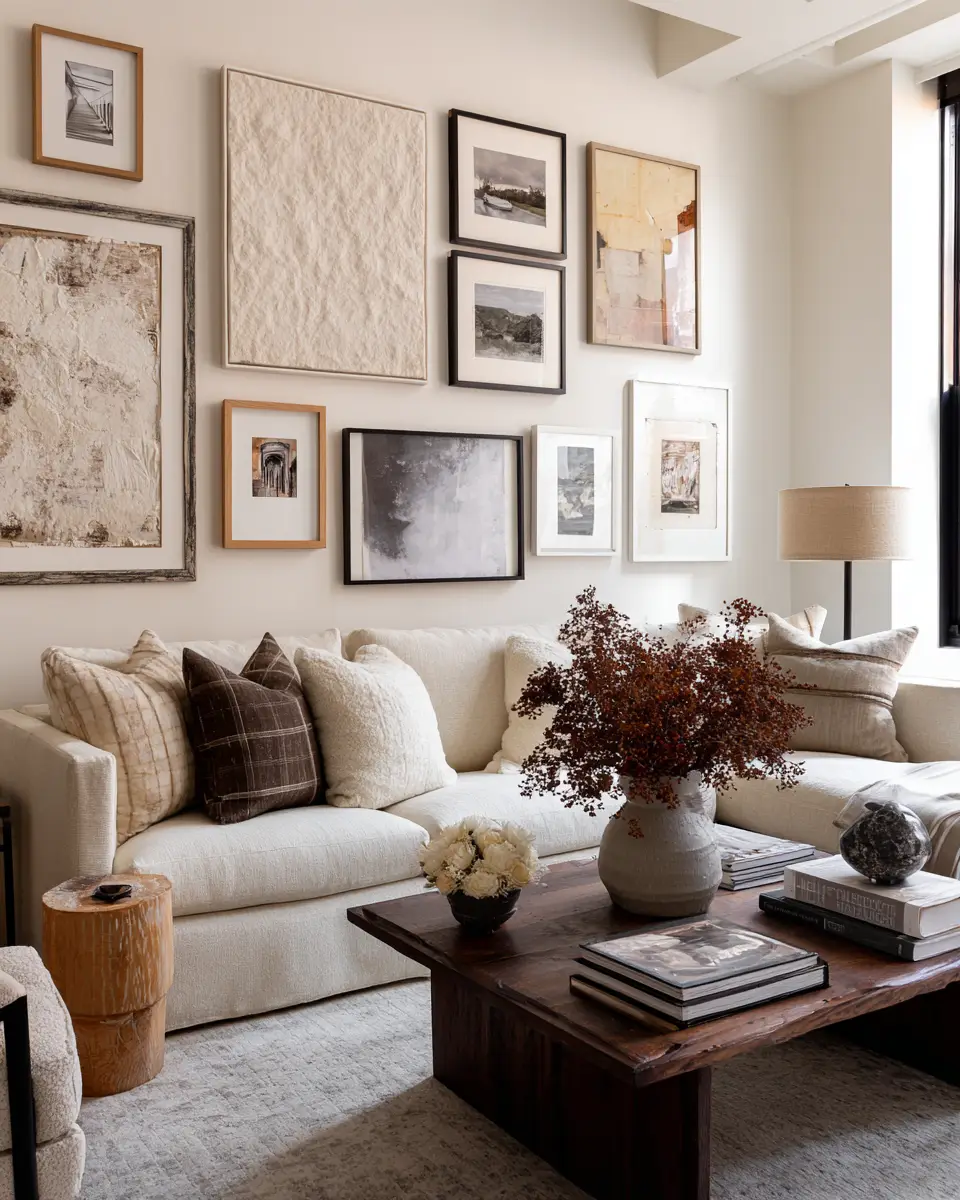 Beige Transitional Living Room Decor Ideas