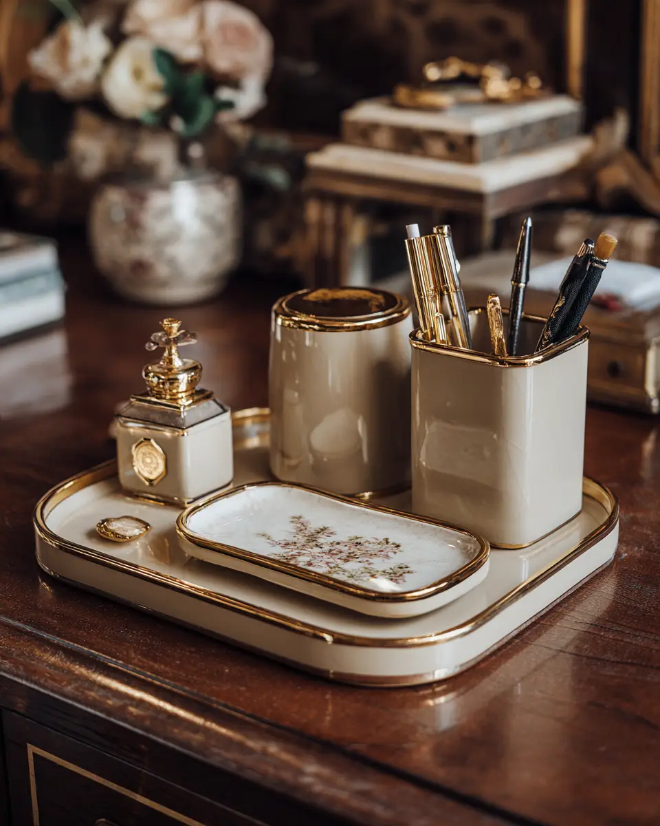 Beige Vintage Home Office Decor Ideas