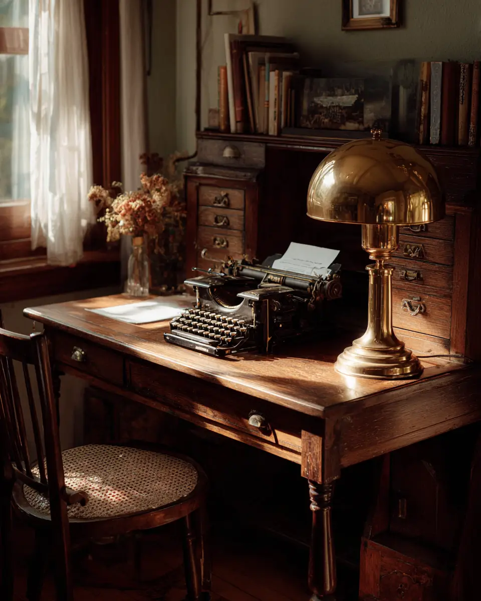 Beige Vintage Home Office Decor Ideas